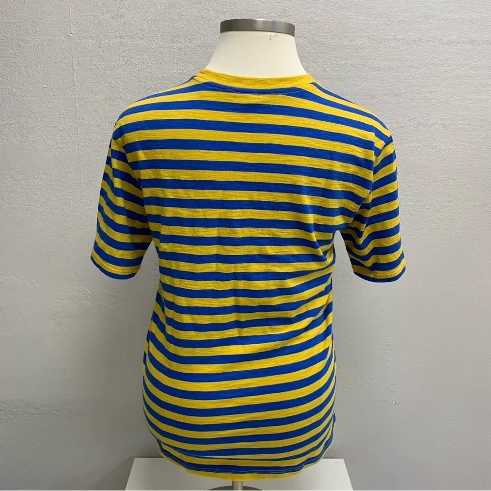 Guess X Asap Rocky Blue and Yellow striped Tee.  Size Small - Picture 4 of 4